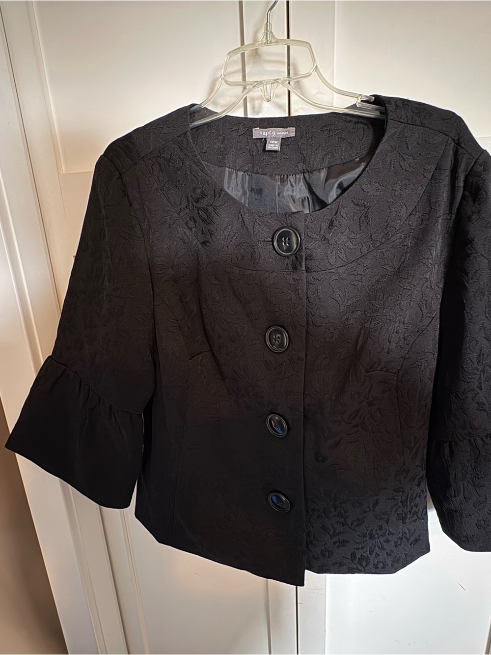Apt. 9 Black Floral Jacquard Button Jacket